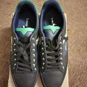 Lacoste Men's Black Sneakers with Green Highlights